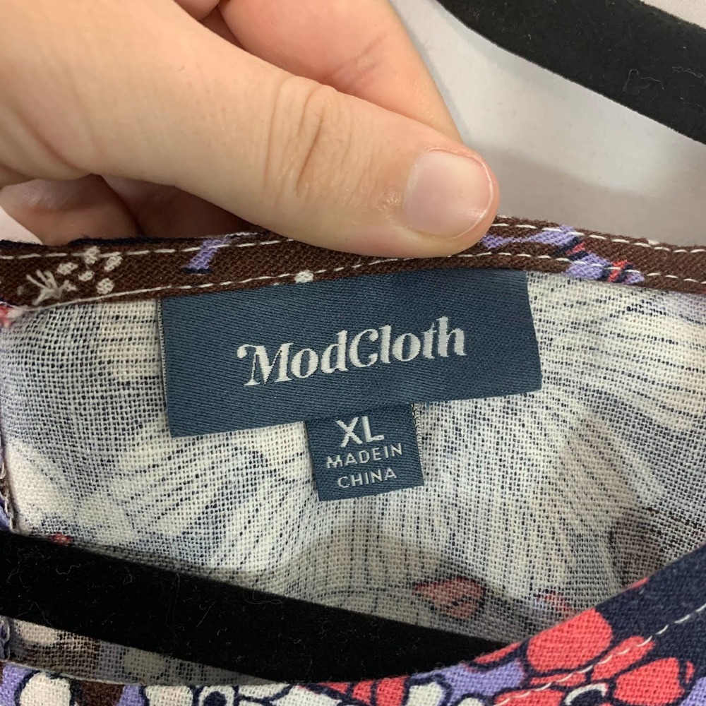 ModCloth Navy Floral Tank Dress with Multicolor Bouquet - Picture 3 of 6